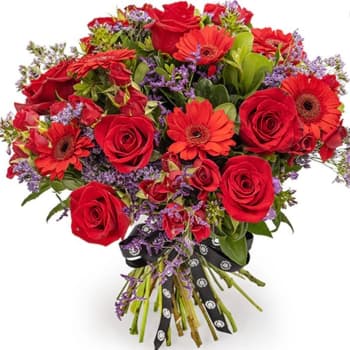 Passionate Romance Roses, Gerberas, and Seasonal Flowers